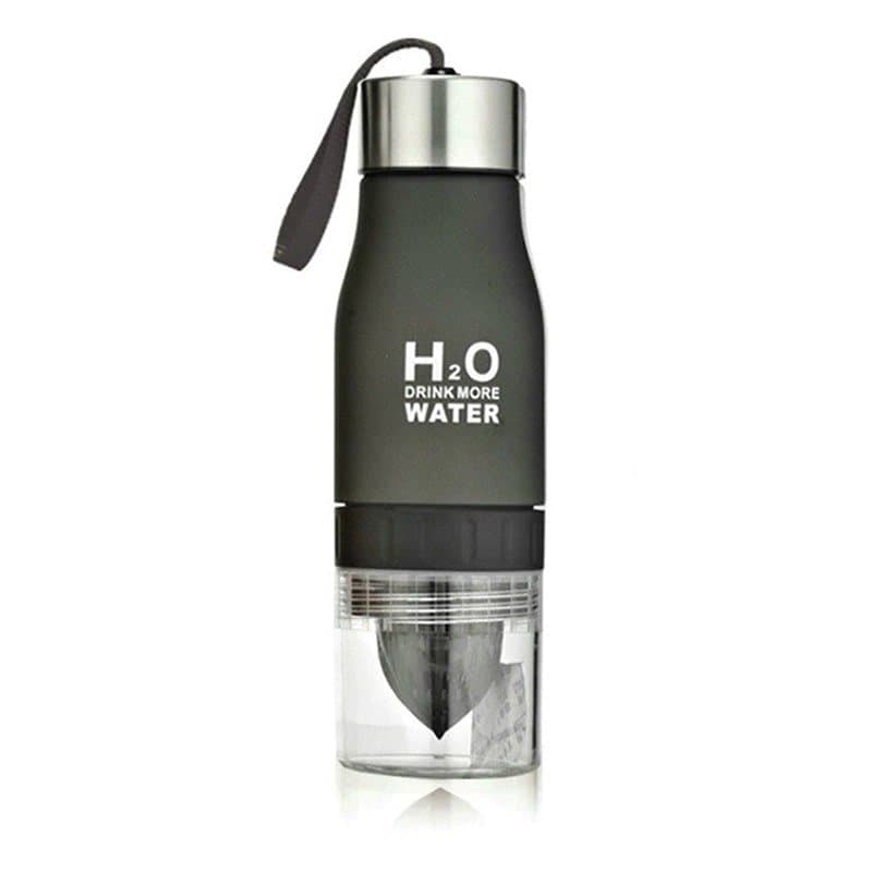 H2O Vannflaske med sitruspresse - Svart