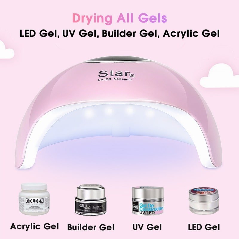 LED UV Lampa för naglar, Star6 Rosa | CDON Proffs 9W UV Lampa för Gel Naglar Passar Salong & Hem Bellaz
