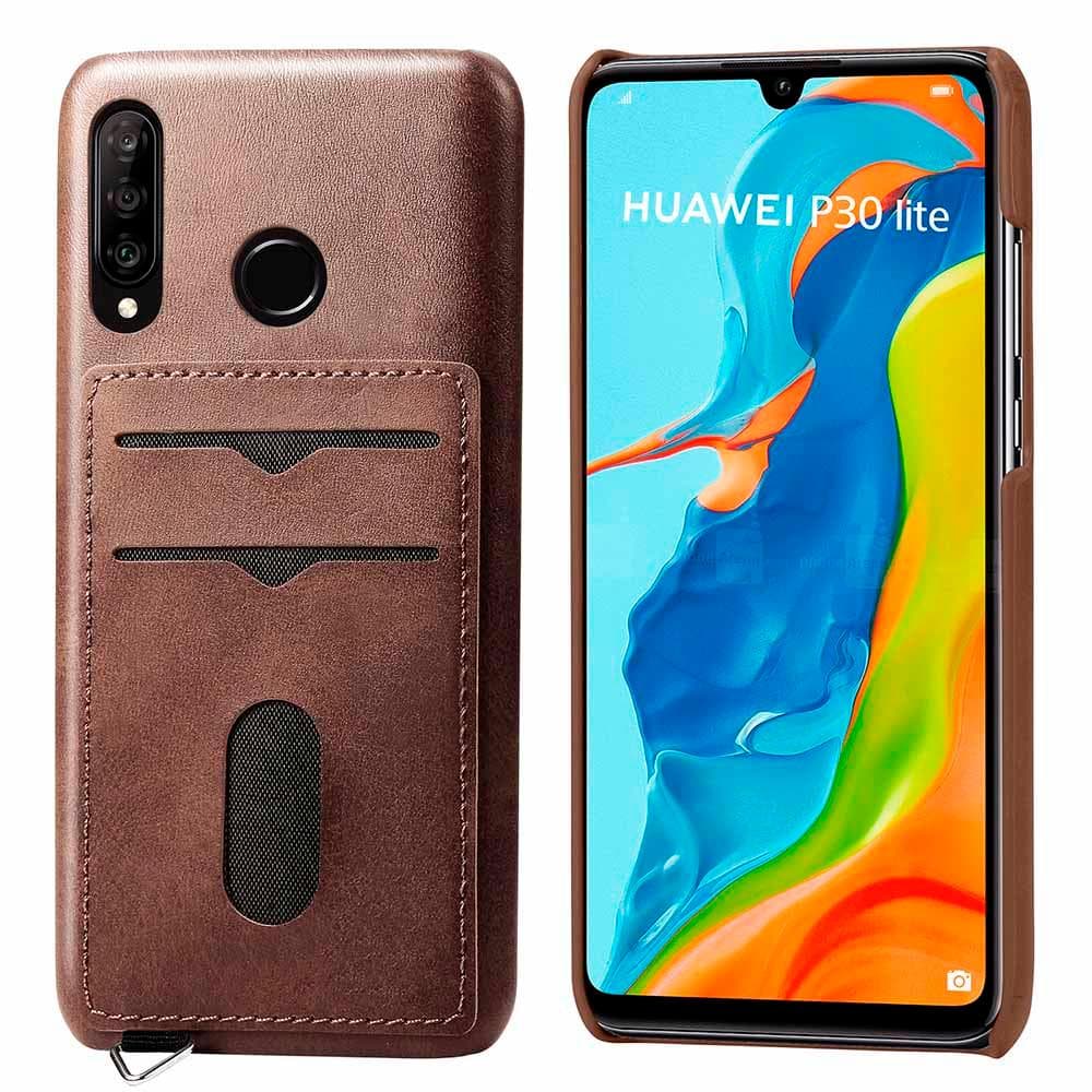 Huawei P30 Lite - Genomtänkt Skal med Korthållare (LEMAN)