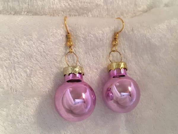 Guld Örhängen till Jul / Christmas - Rosa Blanka Julkulor