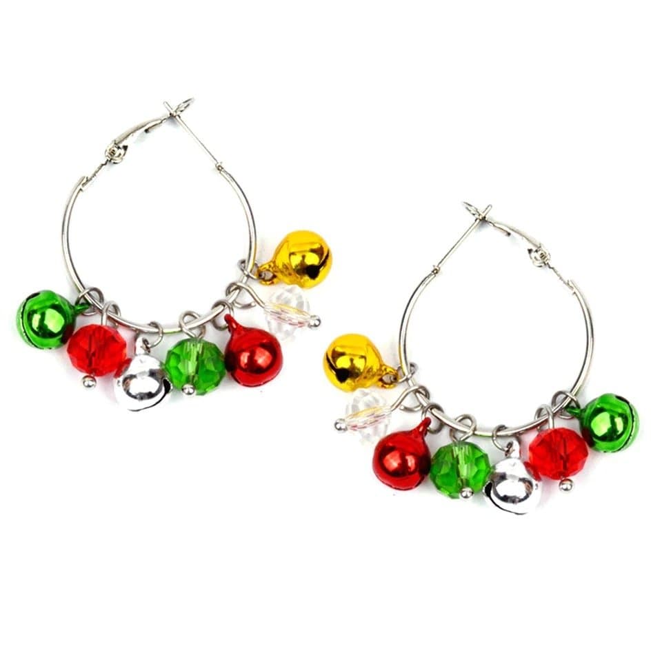 Hoop Silver Örhängen till Jul/Christmas - Julkulor & Rhinestones