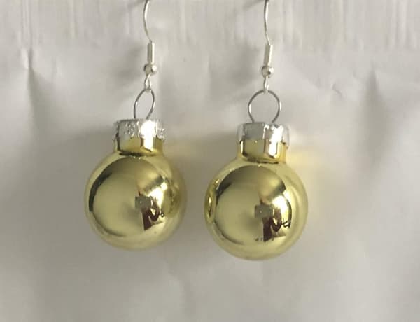 Silver Örhängen till Jul / Christmas - Guld Blanka Julkulor