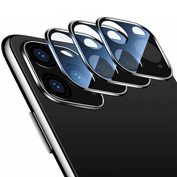 iPhone 11 Pro Max Kameralinsskydd i Härdat glas + Metalram