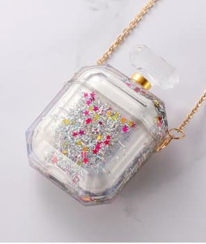 Parfymeflaske til airpod taske med flydende glitter
