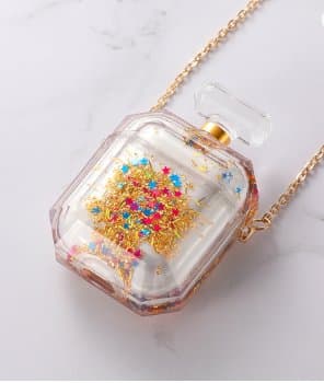 Parfymeflaske til airpod taske med flydende glitter