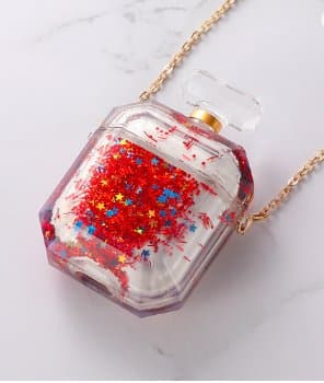 Parfymeflaske til airpod taske med flydende glitter