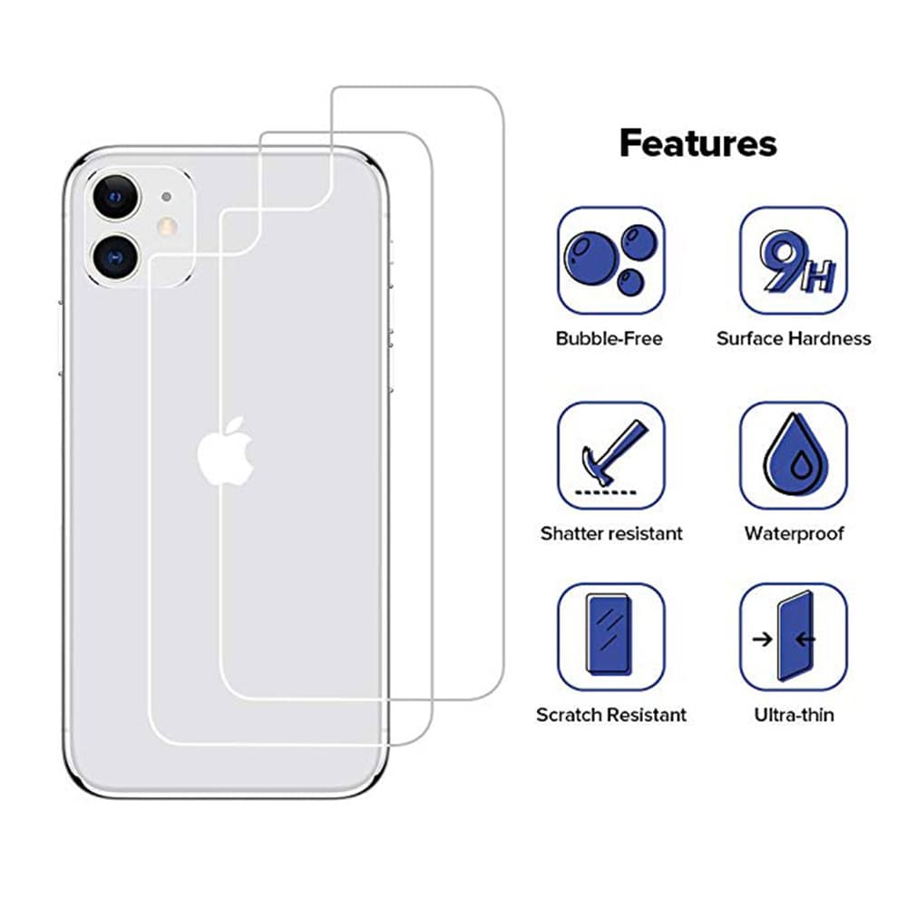 Baksida Skärmskydd 3-PACK iPhone 11 Pro 9H Screen-Fit HD-Clear