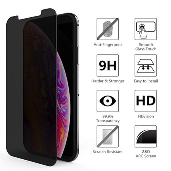 iPhone XS Max 3-PACK Anti-Spy Skärmskydd 9H Screen-Fit