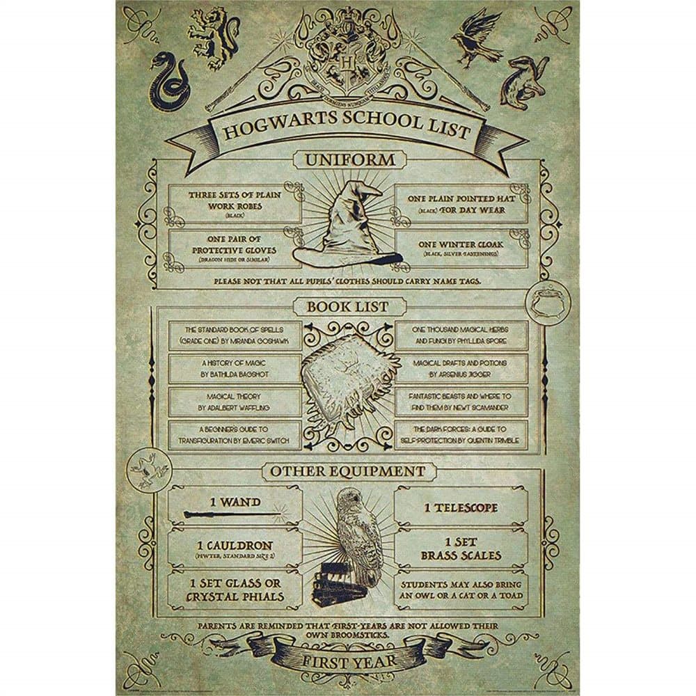 Harry Potter, Maxi Plakat - Hogwarts Indkøbsliste