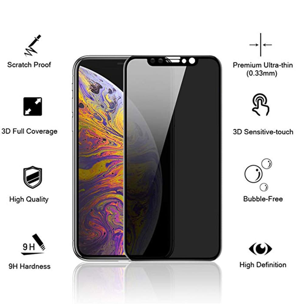 iPhone 11 Pro Max 2-PACK FullCover Anti-Spy Skärmskydd 9H