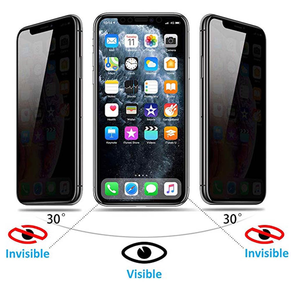 iPhone 11 Pro Max 2-PACK FullCover Anti-Spy Skärmskydd 9H