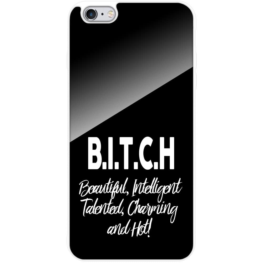Apple iPhone 6 Plus / 6s Plus Vitt Mobilskal med Glas Text