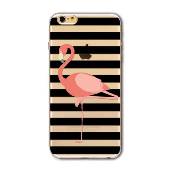 iPhone SE (2020) | Mjukt, Transparent Skal med Flamingo & Ränder
