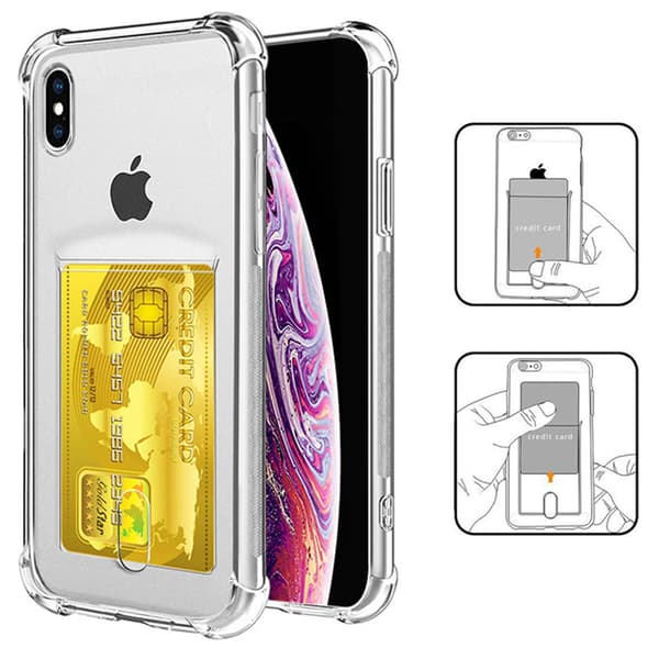 iPhone XS Max - Stötdämpande Silikonskal med Kortfack