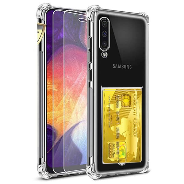 Samsung Galaxy A50 - Stötdämpande Silikonskal med Kortfack