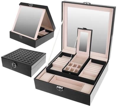 Smyckeskrin / Klockbox med löstagbart resefodral