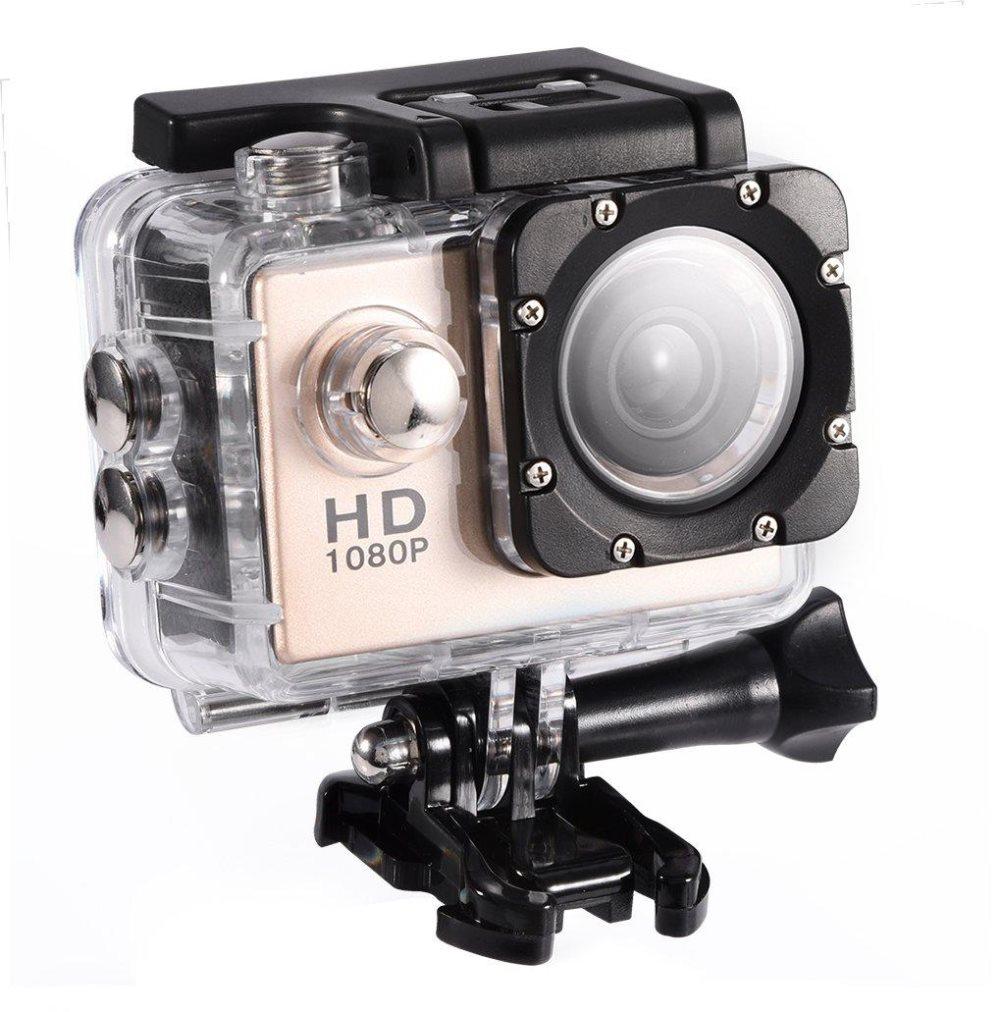 Sports Cam Full HD 1080p/720p - Med tillbehör, Guld