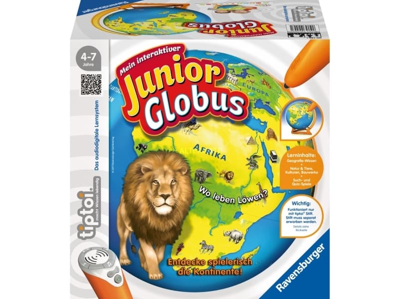 Ravensburger tiptoi 007851, Fysisk jordglob, Interaktivt, Bord, Plast, Plast, Tyska