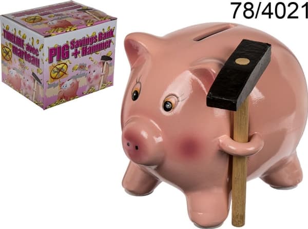 Kemis Pig money box with a hammer