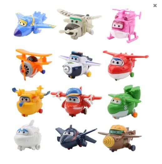 12-pack Mästerflygarna Deluxe Super Wings Transformera Mini Figurer Leksak
