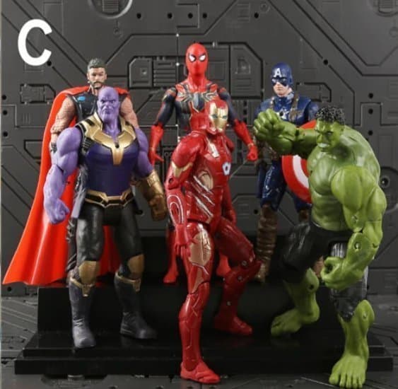 6-pack Marvel Action Figur Leksak Spiderman Iron Man Captain America Hulk mm Deluxe Figurer Leksaker