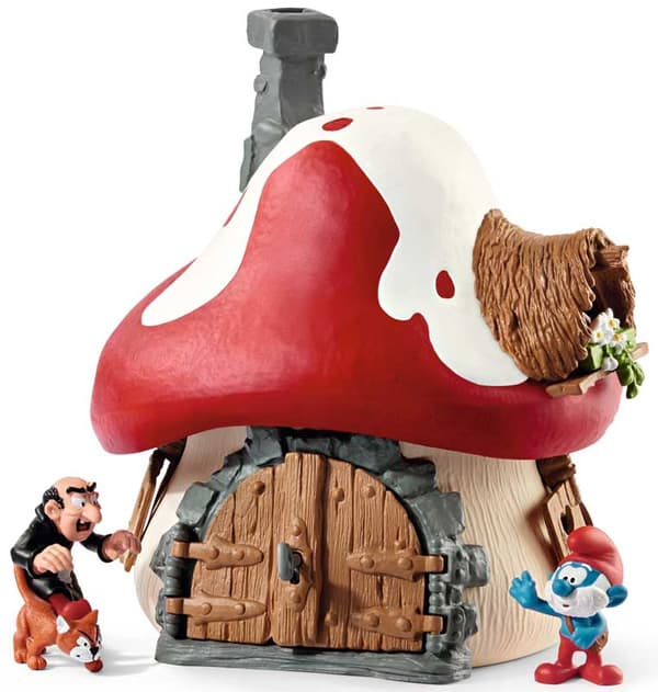 Schleich 20803 Smurf  Hus med 2 Smurfar