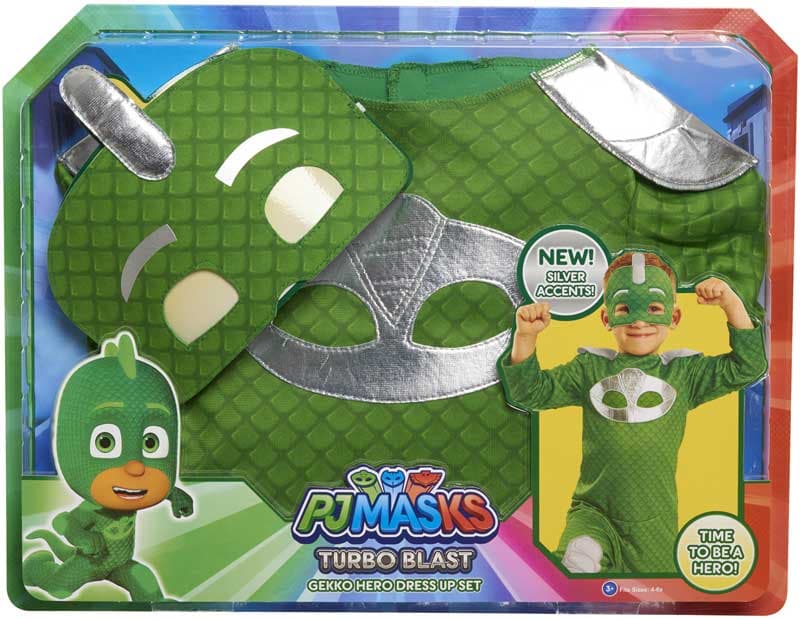 Pj Masks Gekko Masquerade kostume 4-6 år - Pyjamaheltene