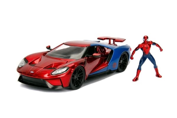 Marvel Spiderman 2017 Ford GT med figur Metall 1:24