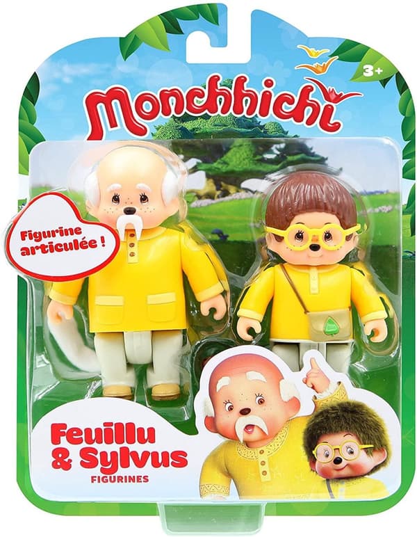 2-Pack Monchhichi Feuilly & Sylvus Figurer Med Böjbara Leder