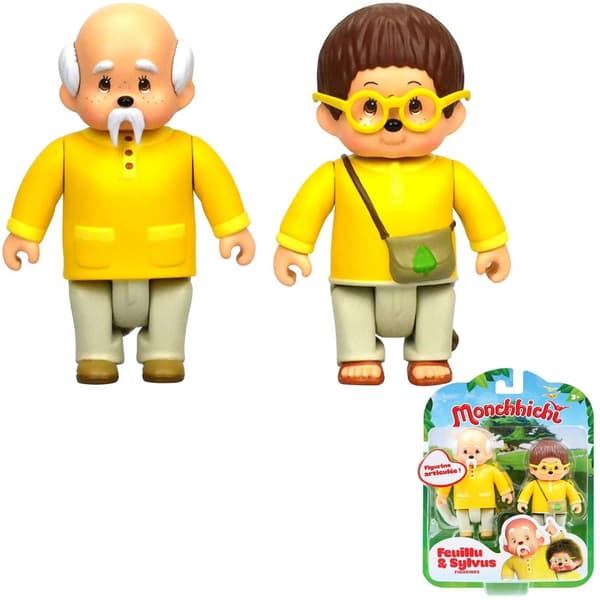 2-Pack Monchhichi Feuilly & Sylvus Figurer Med Böjbara Leder