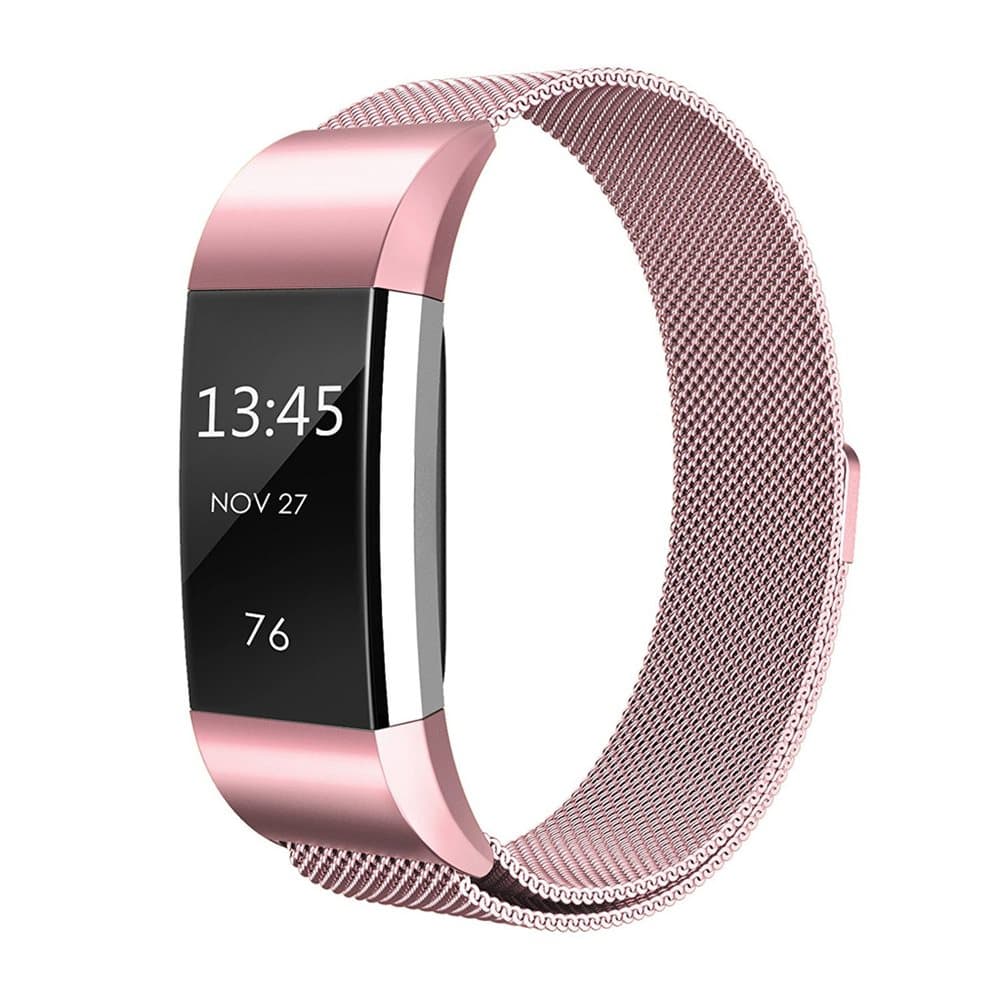 Fitbit Charge 2 armbånd, milanese loop - Rosepink - L
