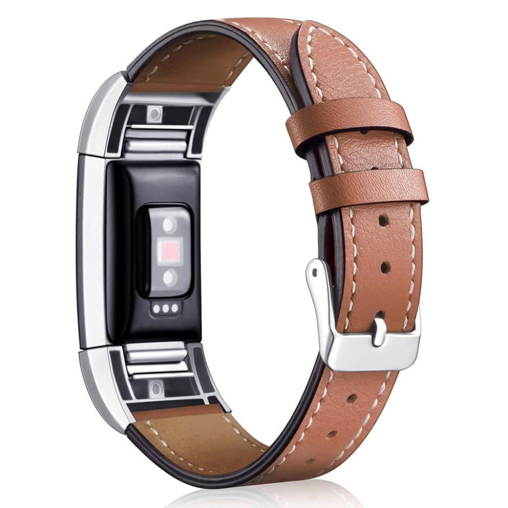 Fitbit Charge 2 armbånd i lær - Brun