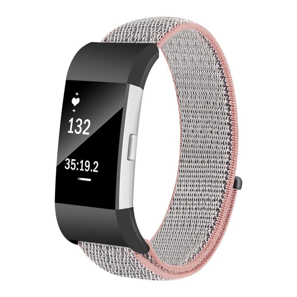 Fitbit Charge 2 rannekoru nailon harmaa / vaaleanpunainen (S)