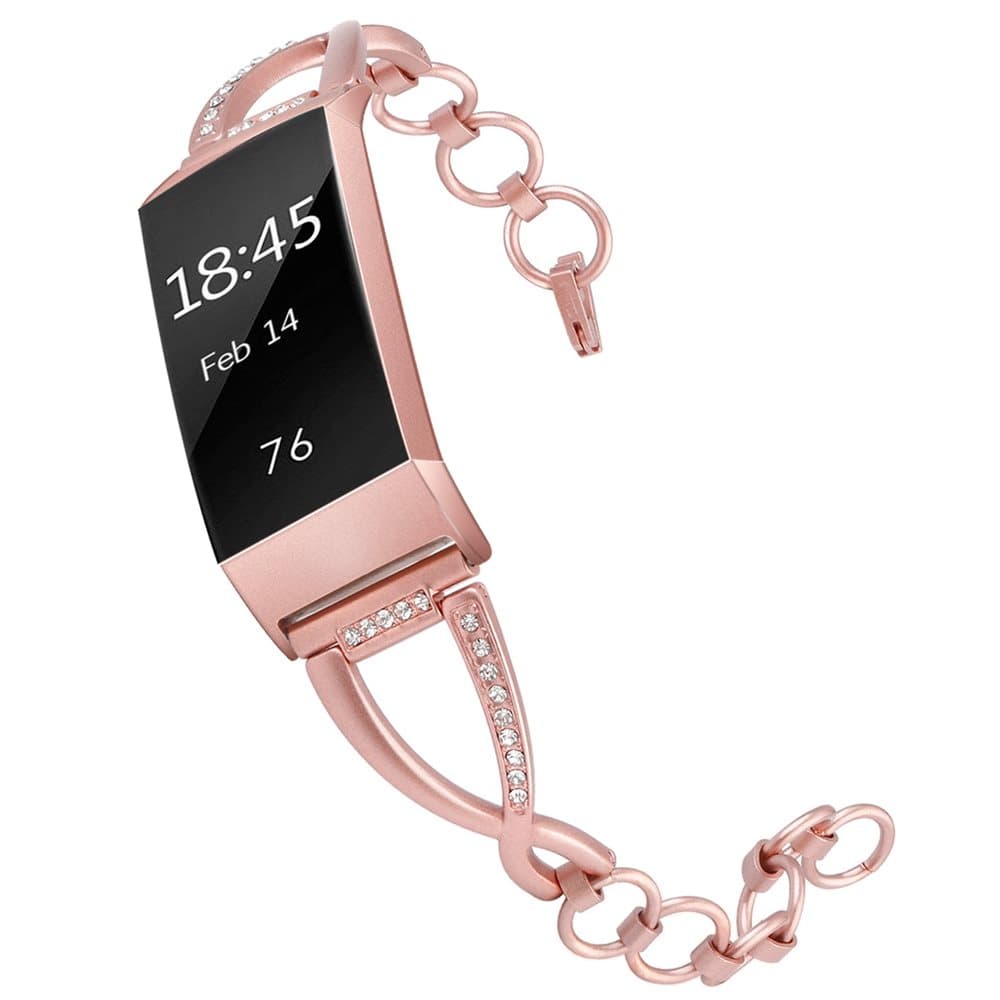 Fitbit Charge 3/4 armbånd rustfritt stål Rosépink (S)