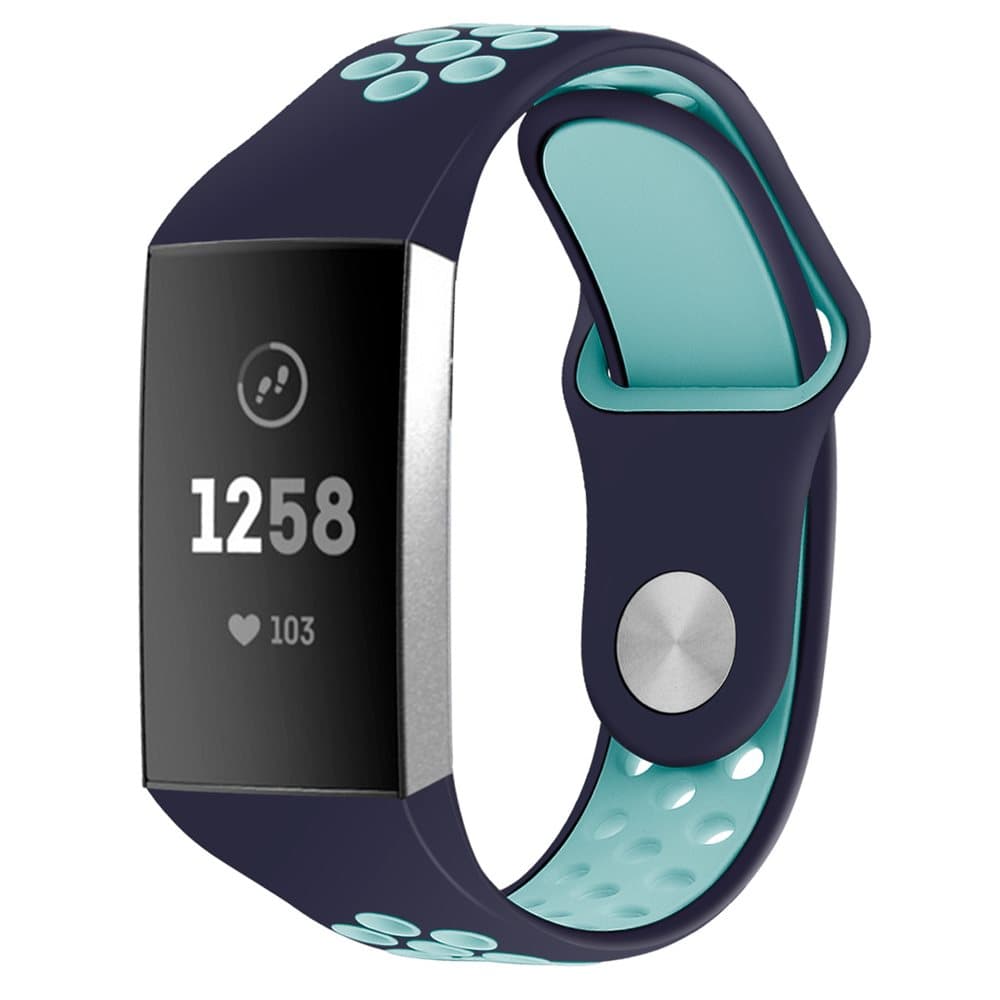 Fitbit Charge 3/4 armbånd silikon Navy / Turkis (S)