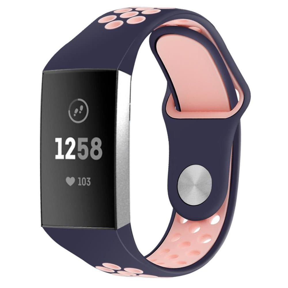 Fitbit Charge 3/4 armband silikon Marinblå/Rosa (S)