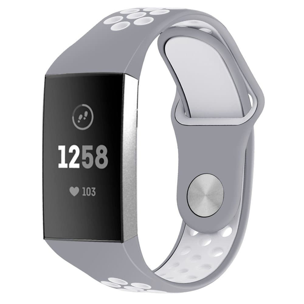 Fitbit Charge 3/4 armbånd silikon grå / hvit (S)