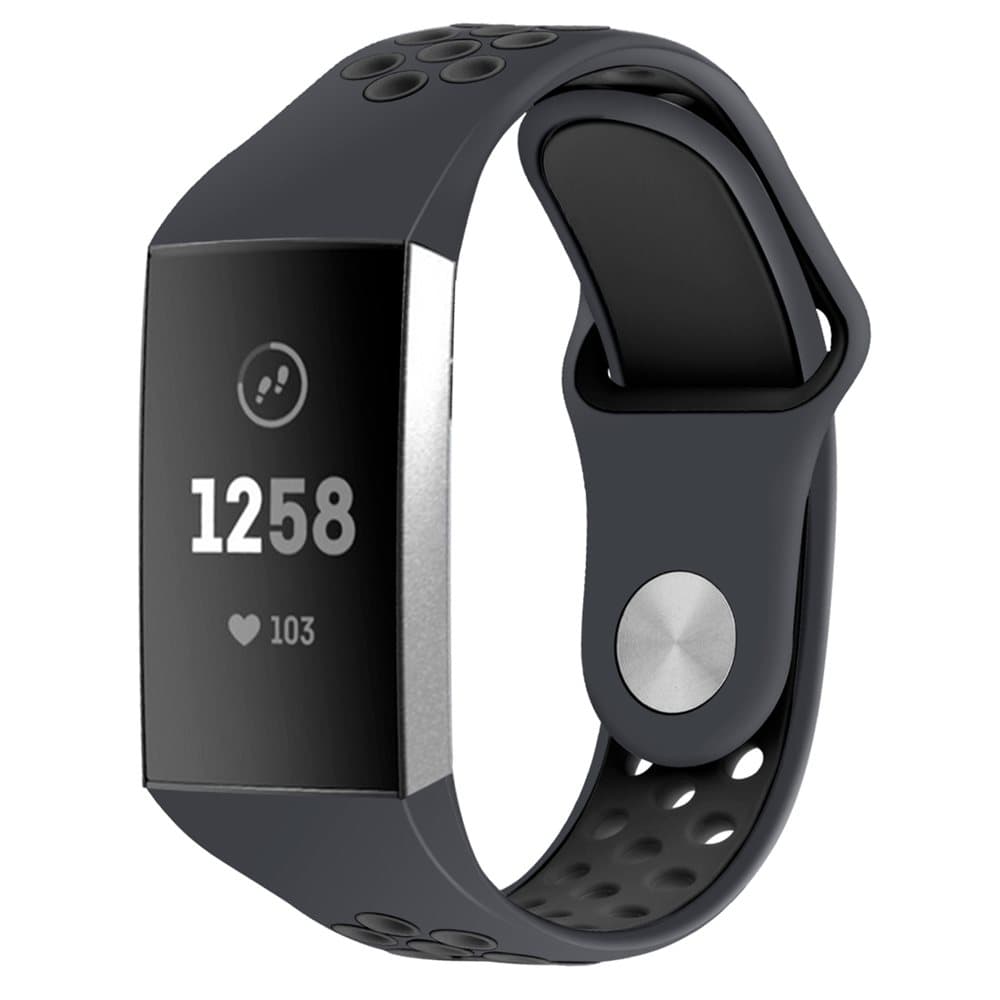 Fitbit Charge 3/4 armband i silikon grå/svart - S