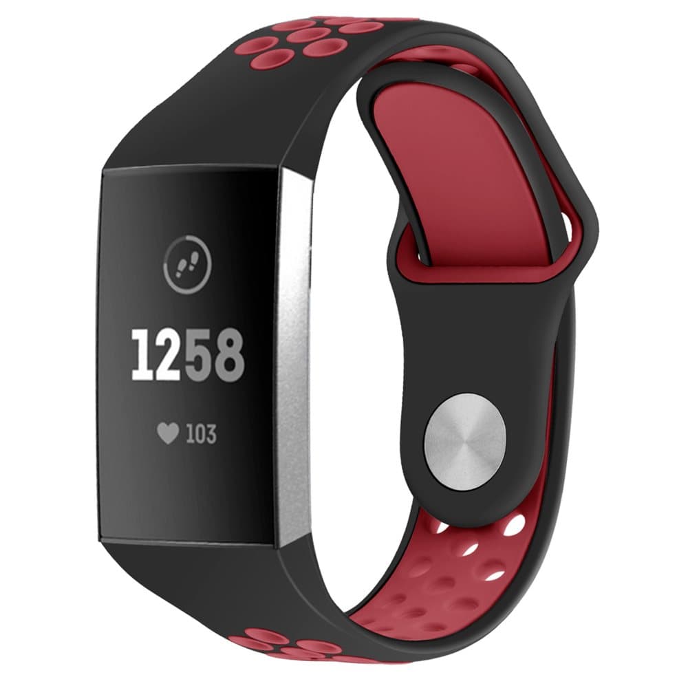 Fitbit Charge 3/4 armbånd silikone sort / rød