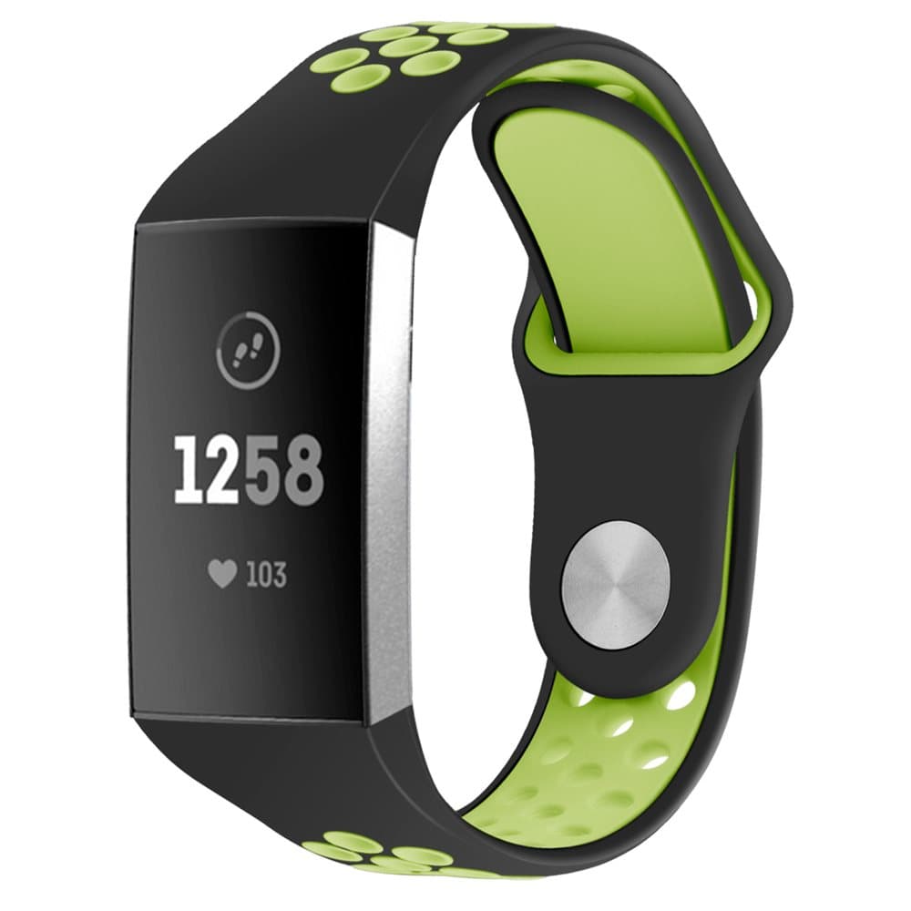Fitbit Charge 3 armbånd i silikone sort / lime - S