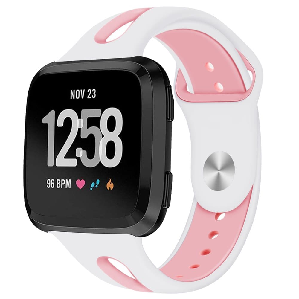 Fitbit Versa silikone armbånd - hvid / lyserød