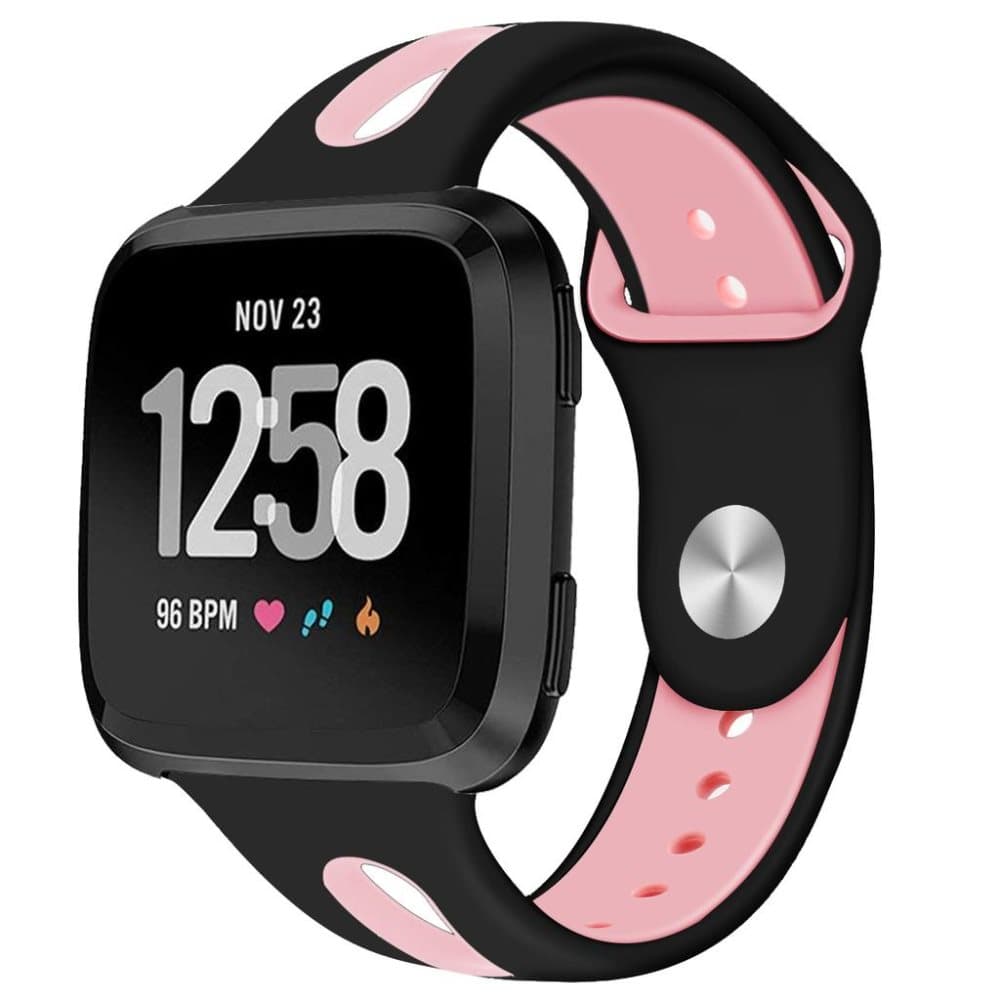 Fitbit Versa armbånd silikon svart / rosa