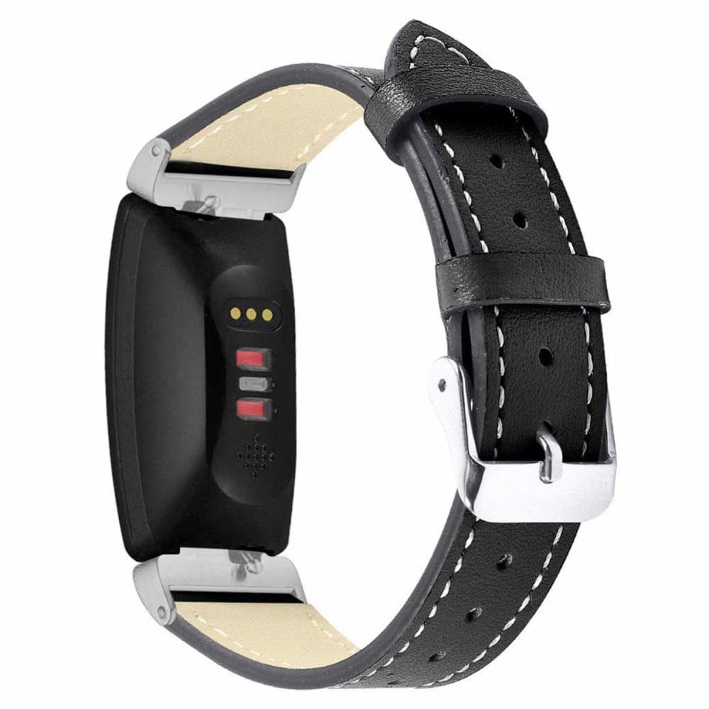 Fitbit Inspire / Inspire HR armbånd ægte læder - sort
