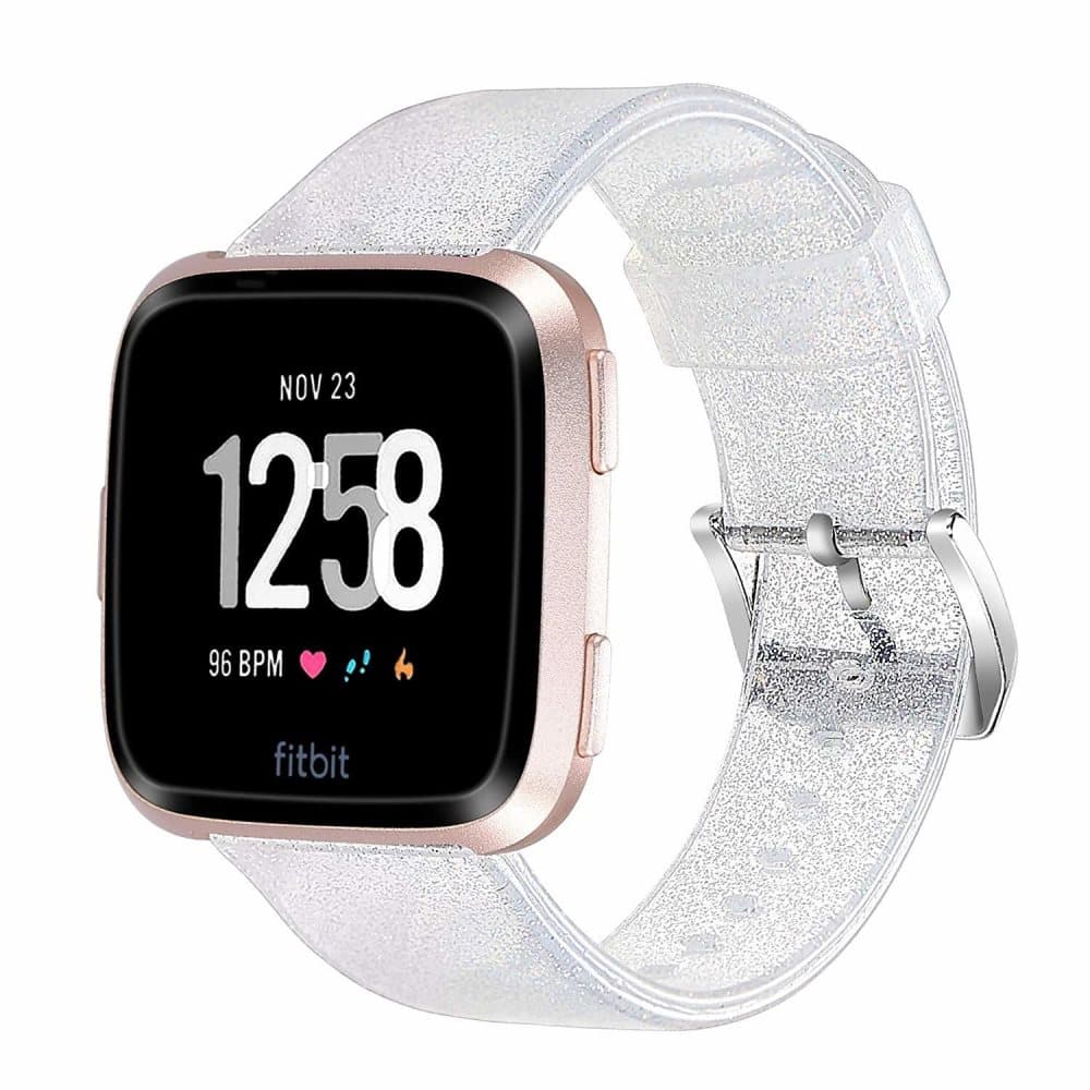 Glitter Silicone Watch Band for Fitbit Versa - silver