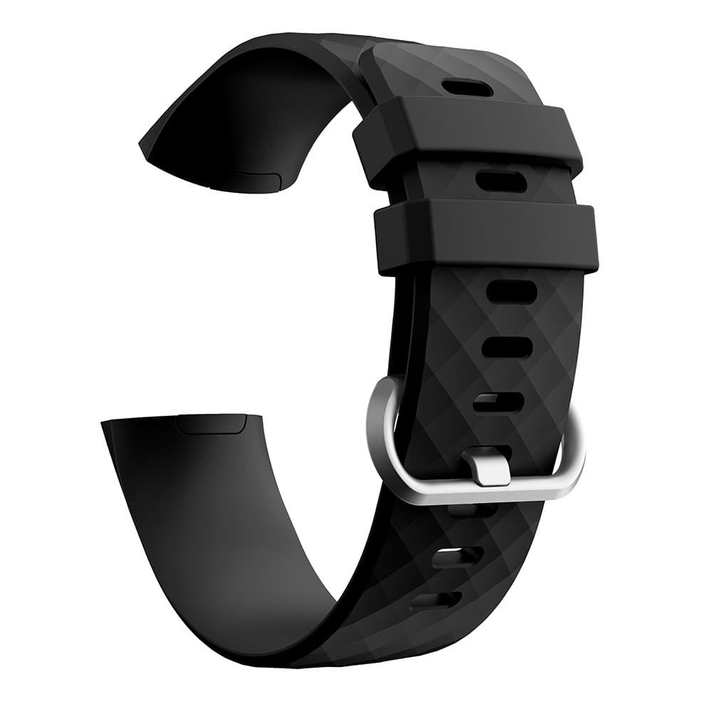 Fitbit Charge 3/4 armband silikon Svart/Silver (S)