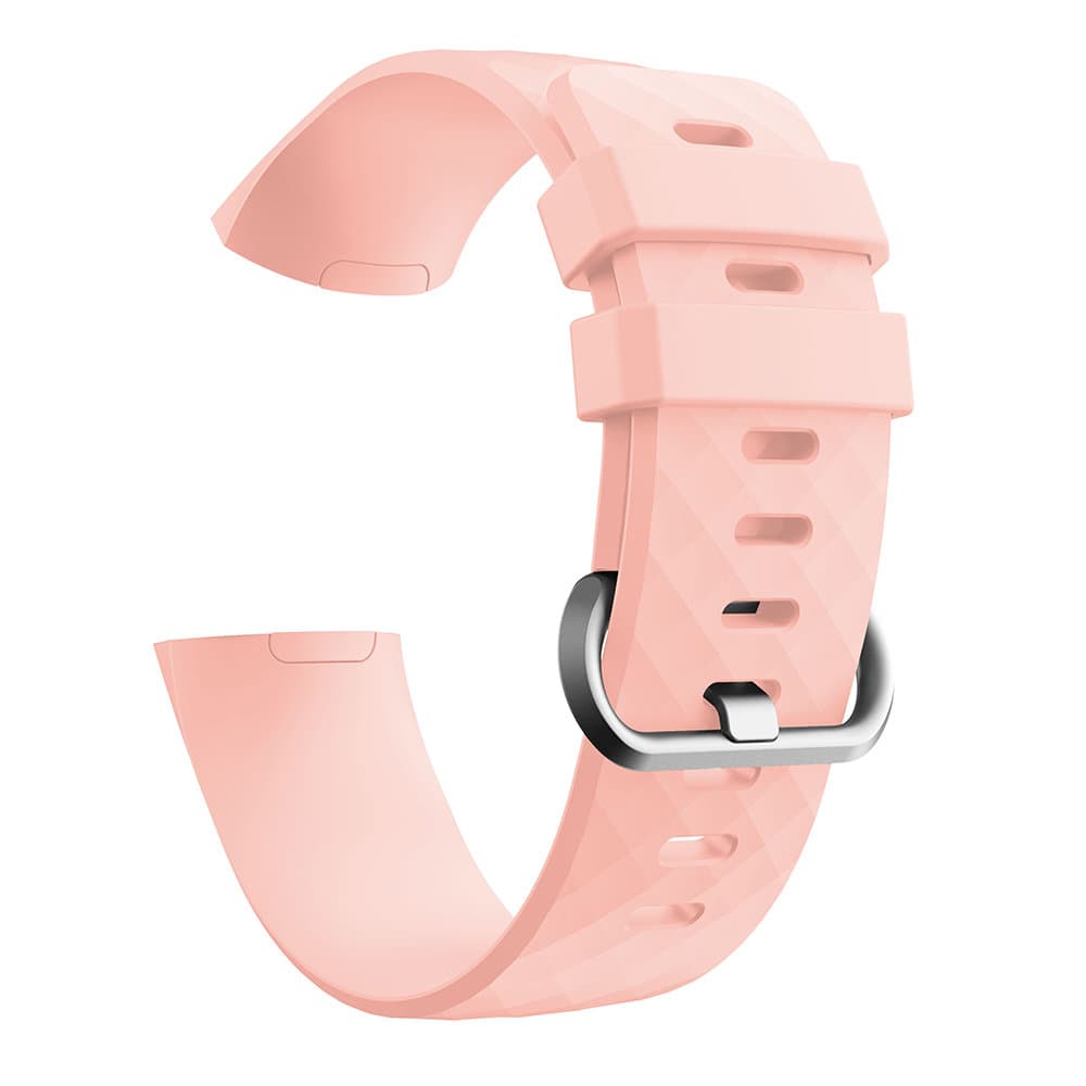 Fitbit Charge 3 silikone armbånd - lyserød / sølv - Stort