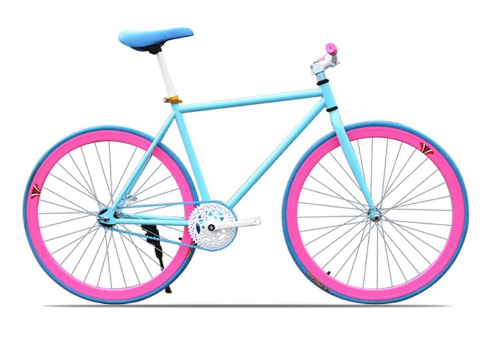 Fixed Gear Cykel blå/rosa