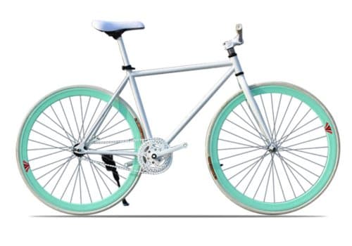 Fixed Gear Cykel vit/turkos