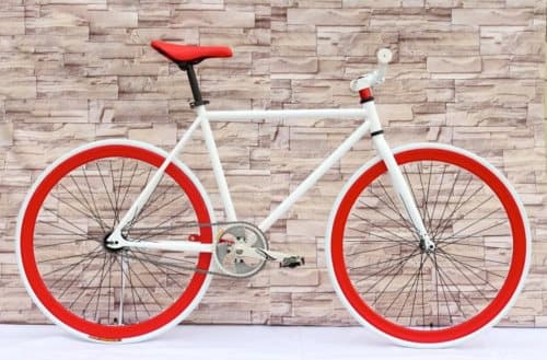 Fixed Gear Cykel vit/röd