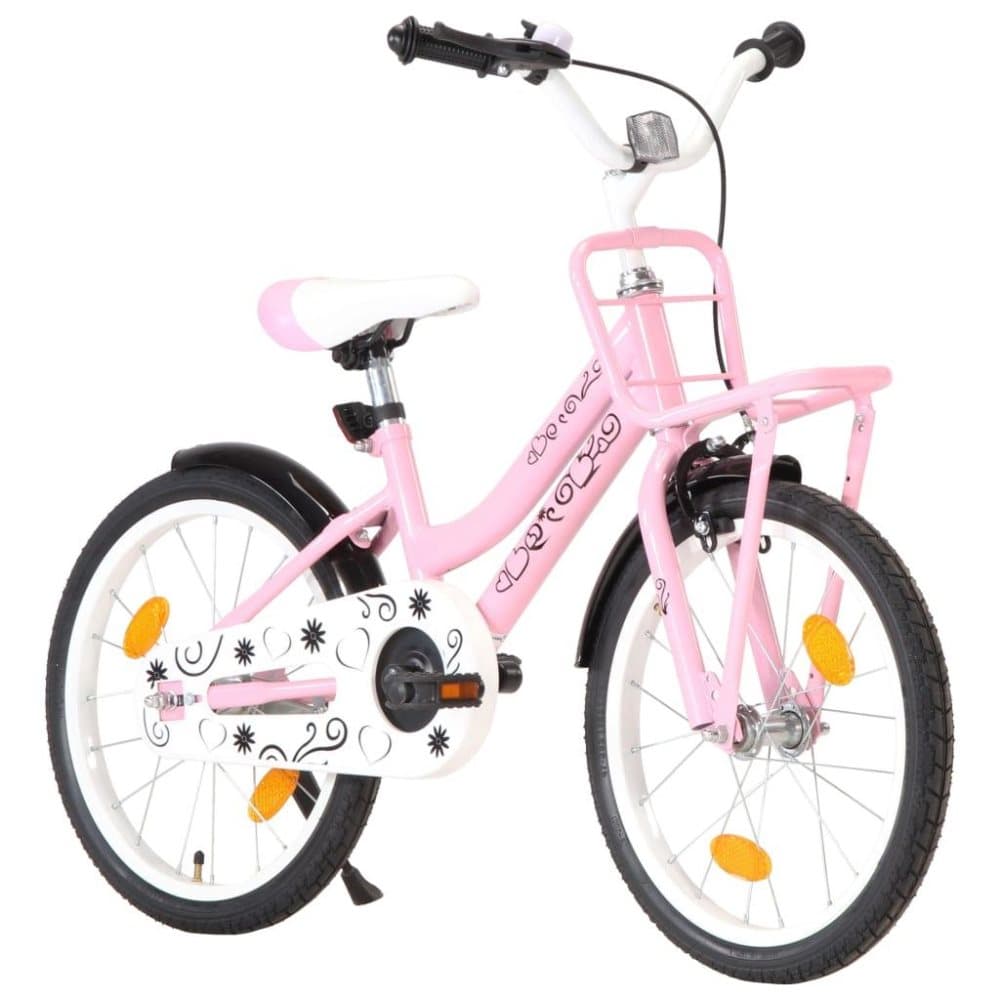 vidaXL børnecykel med frontlad 18 tommer lyserød og sort